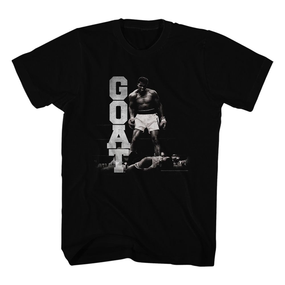 Black Muhammad Ali t-shirt featuring Muhammad Ali Greatest Of All Time GOAT design