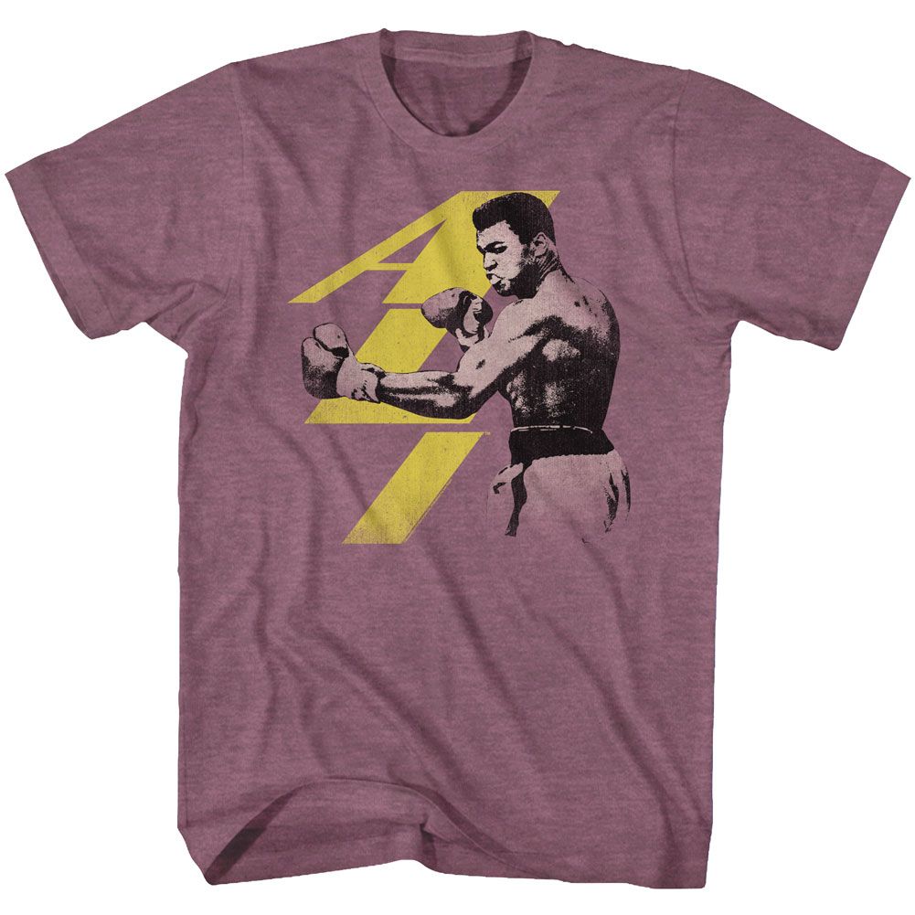 Vintage maroon heather Muhammad Ali t-shirt featuring Muhammad Ali Punch boxing design