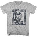 Gray heather Muhammad Ali t-shirt featuring Muhammad Ali Blue Distress design