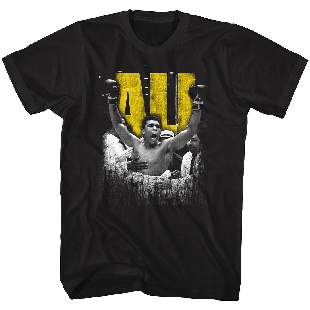 Black Muhammad Ali t-shirt featuring Muhammad Ali Super Ali boxing legend design