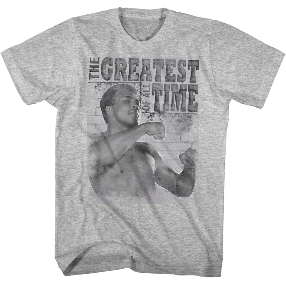 Gray heather Muhammad Ali t-shirt featuring Muhammad Ali Training Stance boxing design