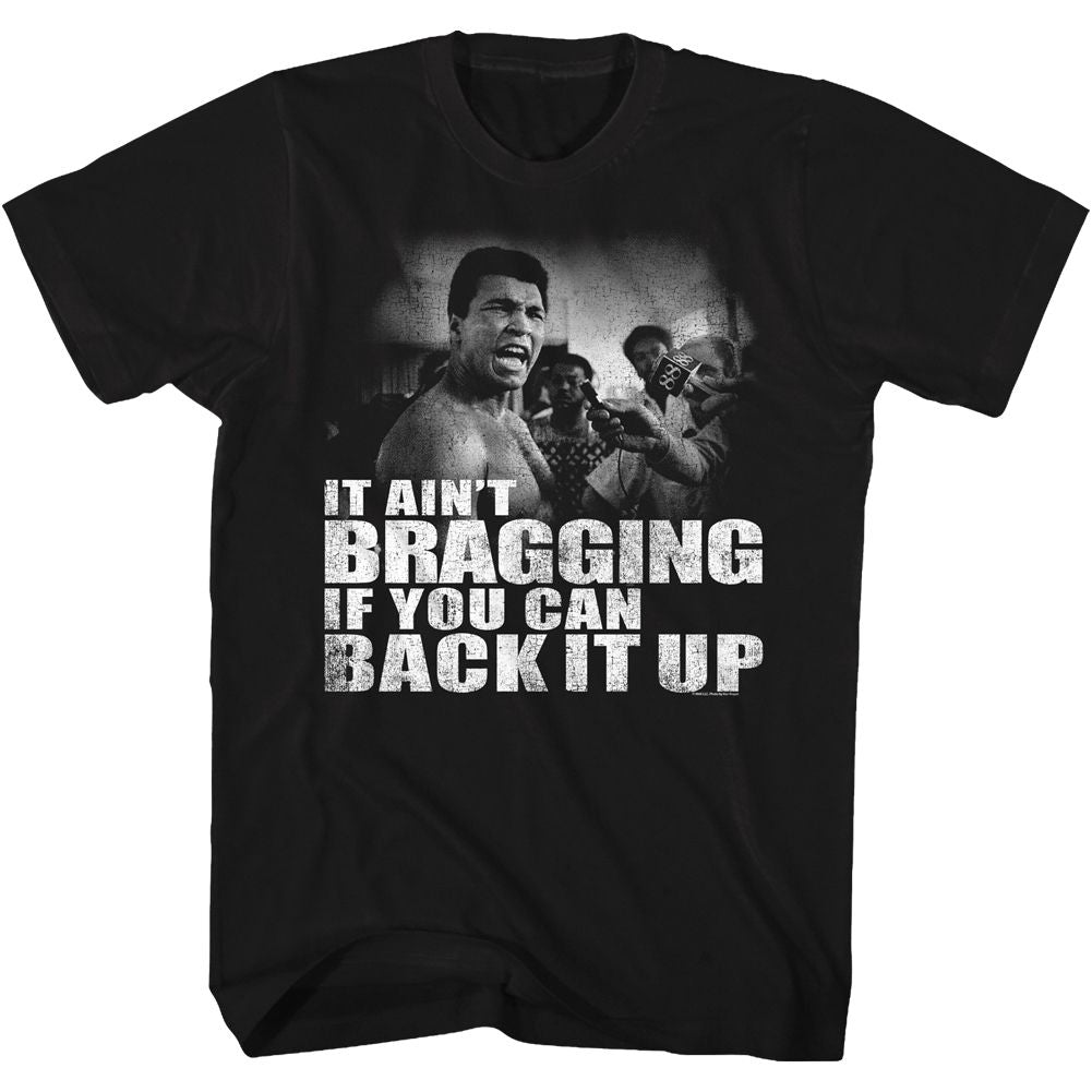 Black Muhammad Ali t-shirt featuring Muhammad Ali Distressed Back It Up vintage design