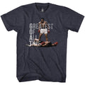 Navy heather Muhammad Ali t-shirt featuring Muhammad Ali GOAT Greatest Of All Time design