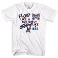 White Muhammad Ali t-shirt featuring Muhammad Ali Float Like A Butterfly quote design