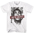 White Muhammad Ali t-shirt featuring Muhammad Ali 1067 boxing legend design