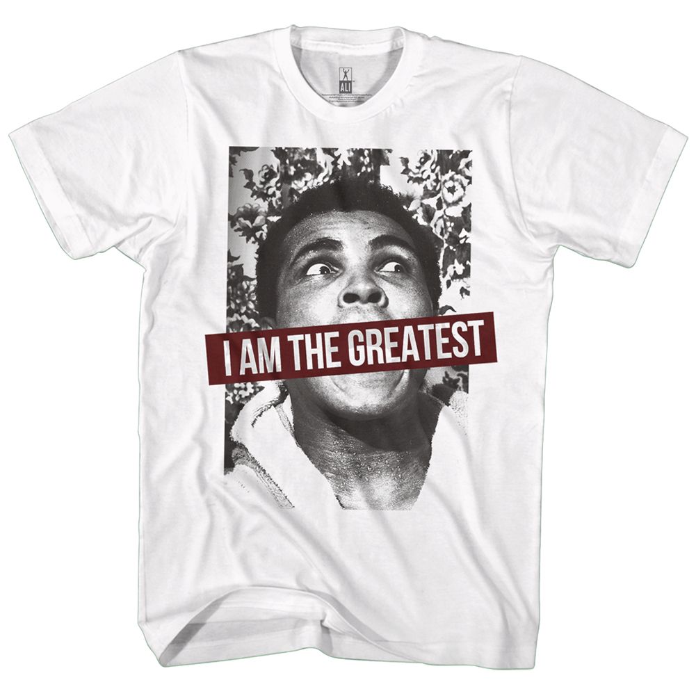 White Muhammad Ali t-shirt featuring Muhammad Ali 1067 boxing legend design