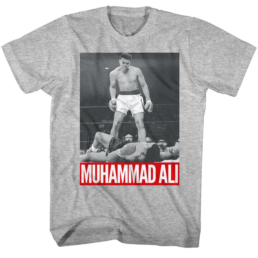 Gray heather Muhammad Ali t-shirt featuring Muhammad Ali 1068 boxing legend design