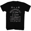 Black Muhammad Ali t-shirt featuring Muhammad Ali Win Loss Draw career record design