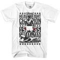 White Muhammad Ali t-shirt featuring Muhammad Ali Sixfourchamp boxing legend design
