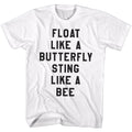 White Muhammad Ali t-shirt featuring Muhammad Ali Floatie boxing legend design