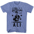 Light blue heather Muhammad Ali t-shirt featuring Muhammad Ali Live In Vegas design
