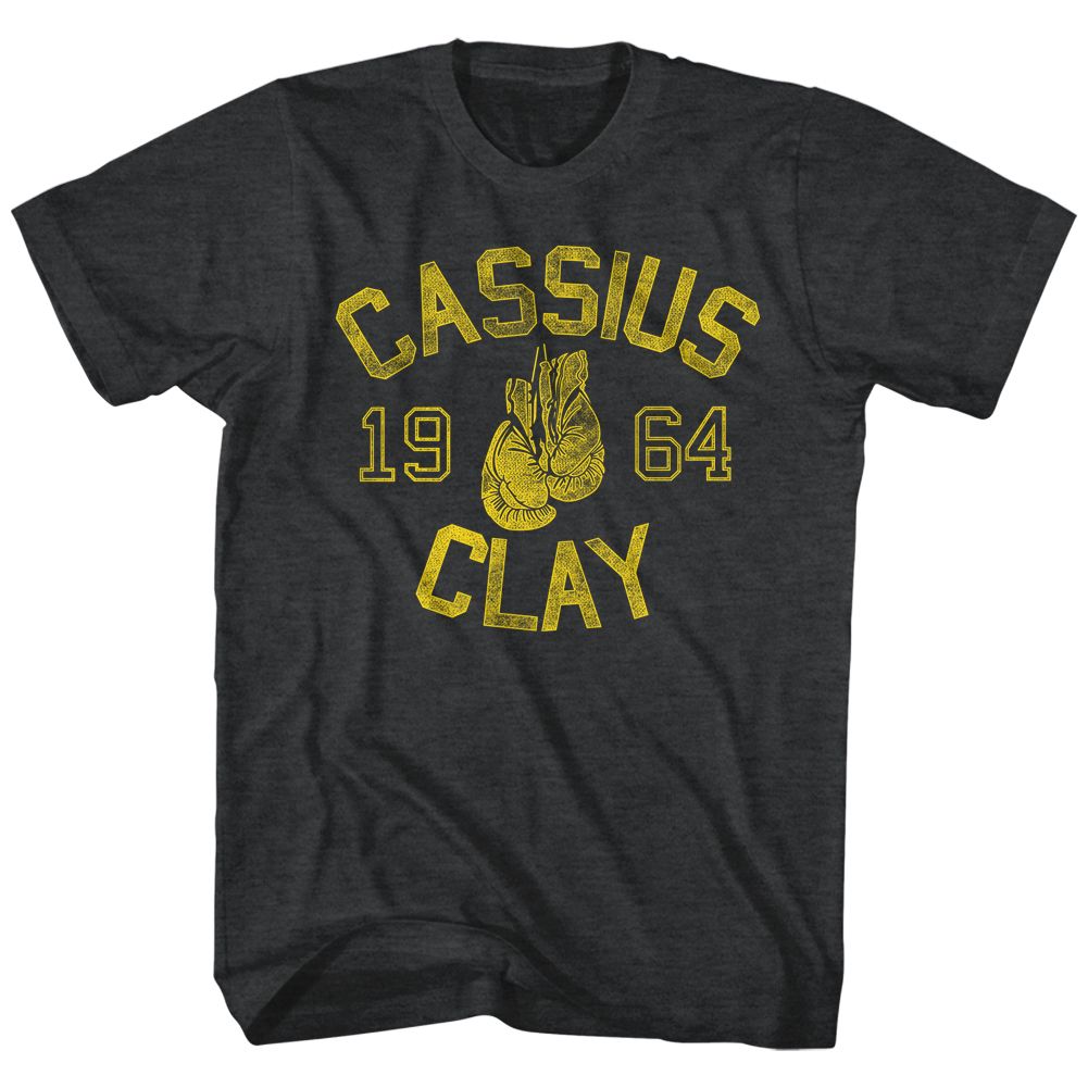 Black heather Muhammad Ali t-shirt featuring Muhammad Ali CassiusClay birth name design