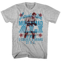 Gray heather Muhammad Ali t-shirt featuring Muhammad Ali Overlay design