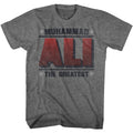 Graphite heather Muhammad Ali t-shirt featuring Muhammad Ali Greatest title design