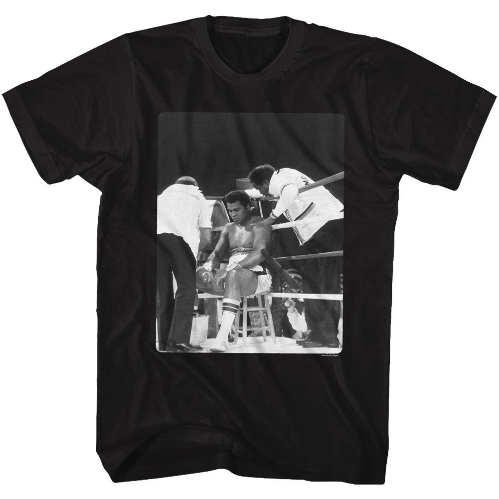 Black Muhammad Ali t-shirt featuring Muhammad Ali Time Out training design