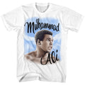 White Muhammad Ali t-shirt featuring Muhammad Ali Airbrush portrait design