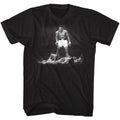 Black Muhammad Ali t-shirt featuring Muhammad Ali standing over Sonny Liston 1965 iconic photo