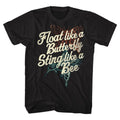 Black Muhammad Ali t-shirt featuring Muhammad Ali Sting Like A Bee quote design