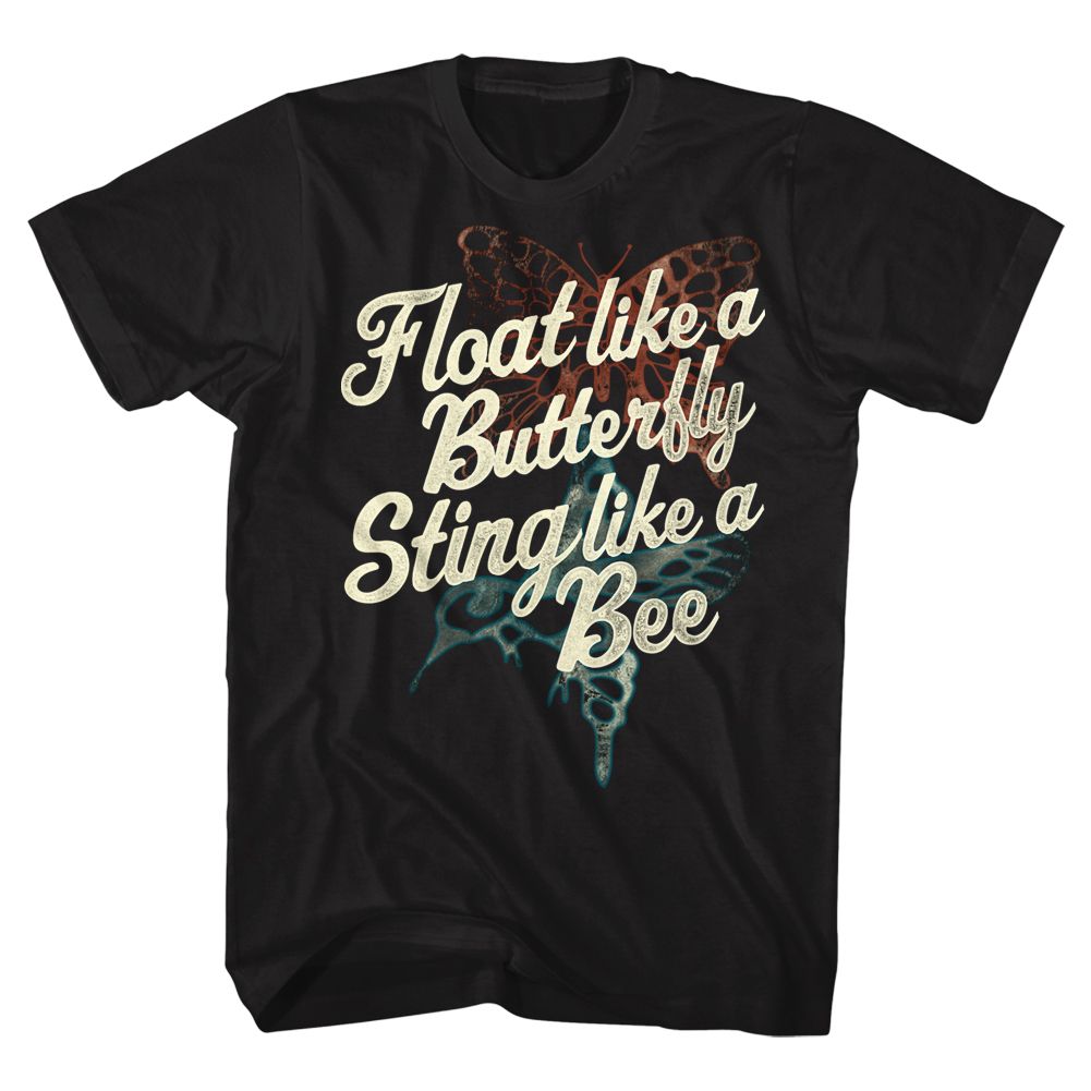 Black Muhammad Ali t-shirt featuring Muhammad Ali Sting Like A Bee quote design