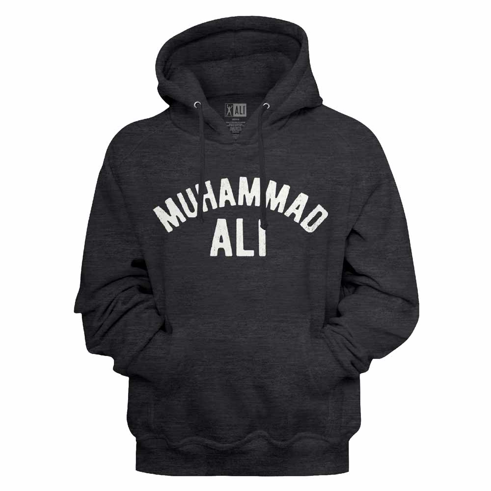 Charcoal Heather Muhammad Ali pullover hoodie featuring a Arch Logo design