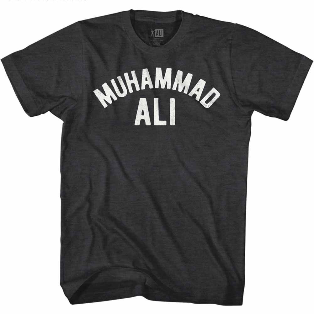 Black heather Muhammad Ali t-shirt featuring Muhammad Ali Ali name design