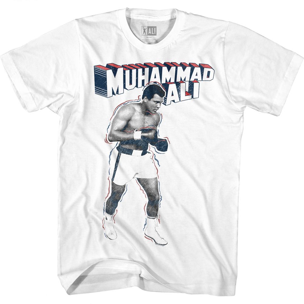 White Muhammad Ali t-shirt featuring Muhammad Ali Super Ali boxing legend design