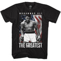 Black Muhammad Ali t-shirt featuring Muhammad Ali AmericAli patriotic design
