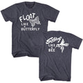 Navy heather Muhammad Ali t-shirt featuring Muhammad Ali Float Sting butterfly bee combined design