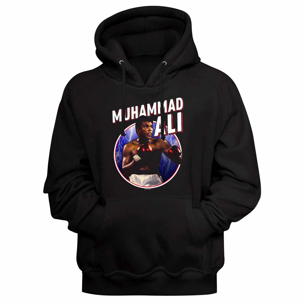 Black Muhammad Ali pullover hoodie featuring a Circle Portrait design