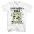 White Muhammad Ali t-shirt featuring Muhammad Ali A Thrilla in Manila boxing design