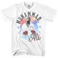 White Muhammad Ali t-shirt featuring Muhammad Ali Red White Blue design