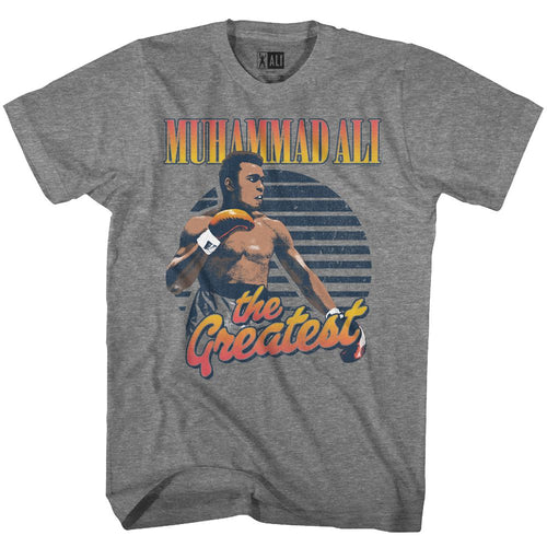 Graphite heather Muhammad Ali t-shirt featuring Muhammad Ali Greatest Gradients design