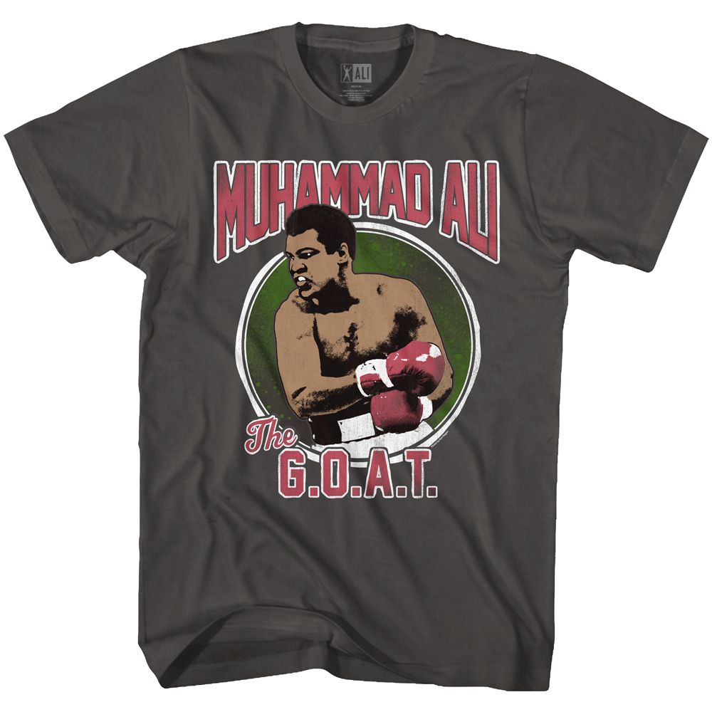 Smoke gray Muhammad Ali t-shirt featuring Muhammad Ali The GOAT Greatest Of All Time design