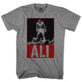 Graphite heather Muhammad Ali t-shirt featuring Muhammad Ali vs Sonny Liston 1964-1965 design