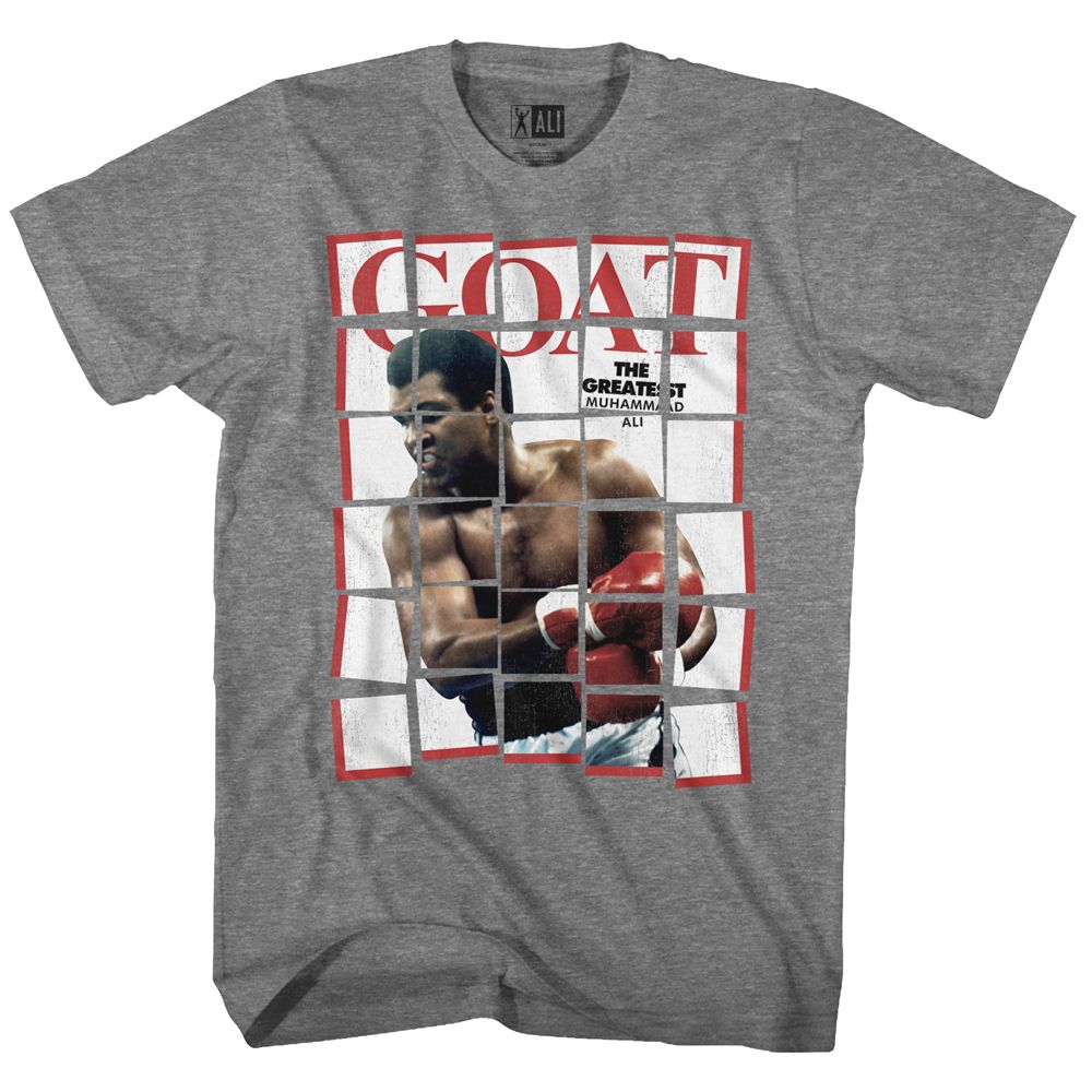 Graphite heather Muhammad Ali t-shirt featuring Muhammad Ali Goaty boxing legend design