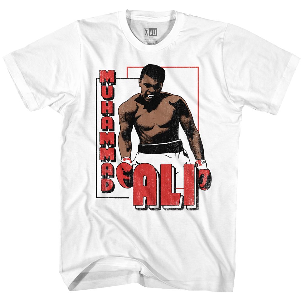 White Muhammad Ali t-shirt featuring Muhammad Ali Greatest boxing legend design