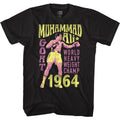 Black Muhammad Ali t-shirt featuring Muhammad Ali GOAT 1964 Liston upset design