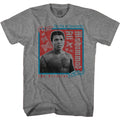 Graphite heather Muhammad Ali t-shirt featuring Muhammad Ali The Lip Of Louisville boxing legend design