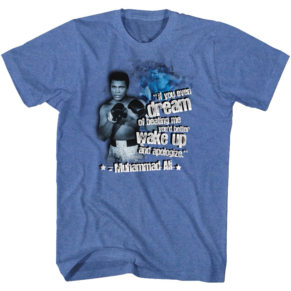 Royal blue heather Muhammad Ali t-shirt featuring Muhammad Ali Dreamin design