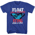 Royal blue Muhammad Ali t-shirt featuring Muhammad Ali Float And Sting full quote design