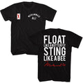 Black Muhammad Ali t-shirt featuring Muhammad Ali Float Sting 2-sided front and back design