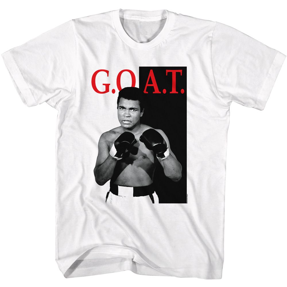White Muhammad Ali t-shirt featuring Muhammad Ali Greatest Of All Time boxing legend design