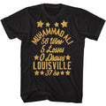 Black Muhammad Ali t-shirt featuring Muhammad Ali Win Loss Draw career record design