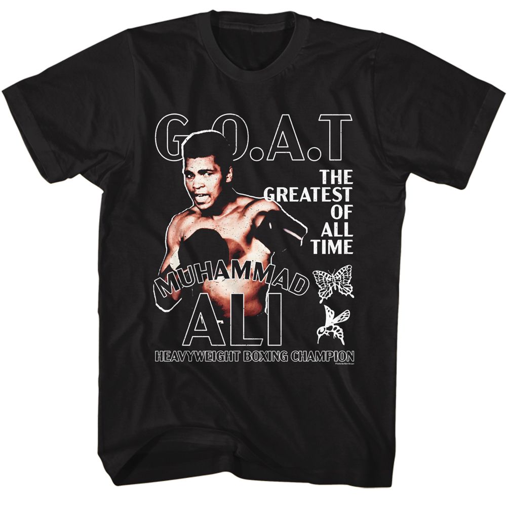 Black Muhammad Ali t-shirt featuring Muhammad Ali GOAT Champ design