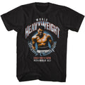 Black Muhammad Ali t-shirt featuring Muhammad Ali Championship Years career timeline design