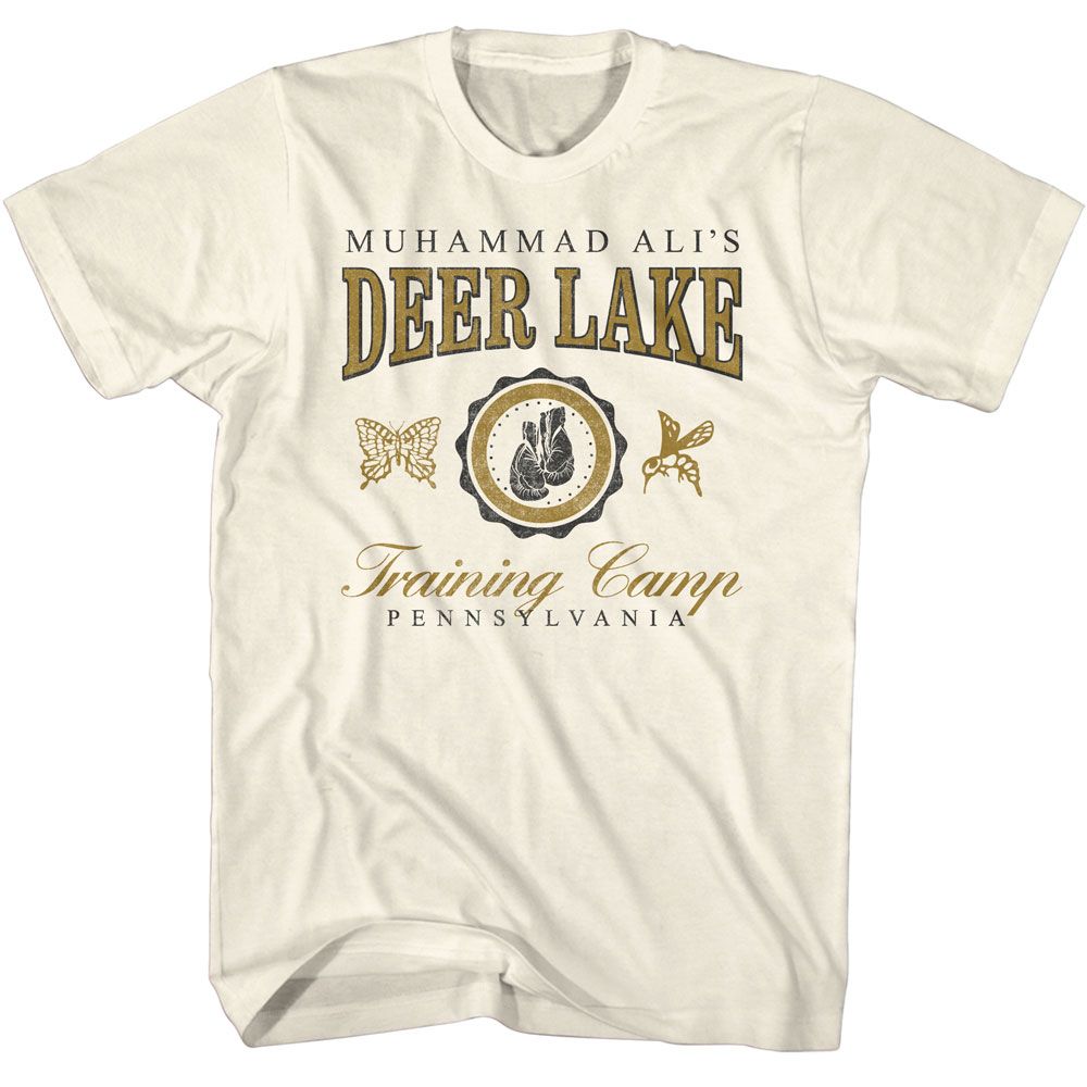 Natural Muhammad Ali t-shirt featuring Muhammad Ali Deer Lake varsity vintage design