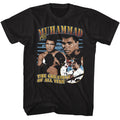 Black Muhammad Ali t-shirt featuring Muhammad Ali photo collage portrait design