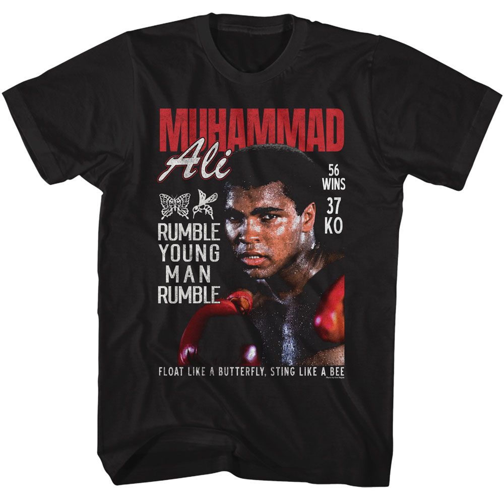 Black Muhammad Ali t-shirt featuring Muhammad Ali Sweat Photograph training design