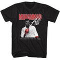 Black Muhammad Ali t-shirt featuring Muhammad Ali Red Glove Stare design