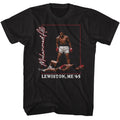 Black Muhammad Ali t-shirt featuring Muhammad Ali Lewiston Maine 1965 Liston rematch design